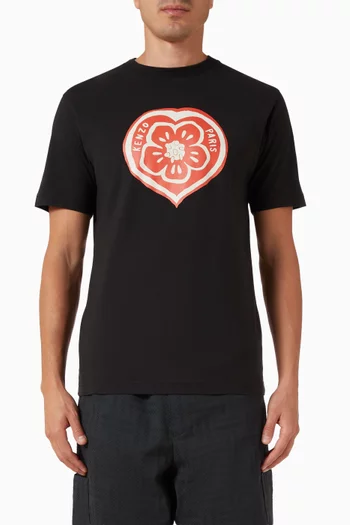 تي شيرت بزهرة بوكي وقلب قطن