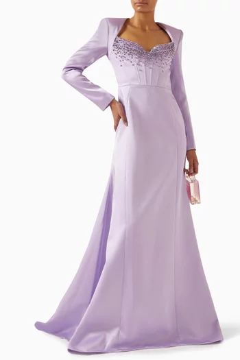Crystal-embellished Gown in Taffeta Mikado