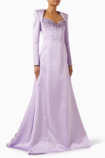 Crystal-embellished Gown in Taffeta Mikado