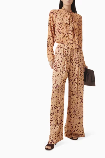 Printed Scarf-neck Top