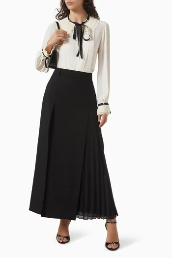 Pleated Panel Midi Skirt