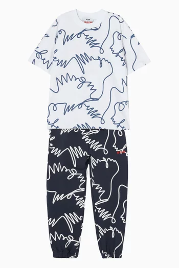 Abstract-print T-shirt in Cotton