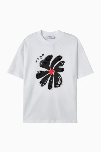 Flower-print T-shirt in Cotton
