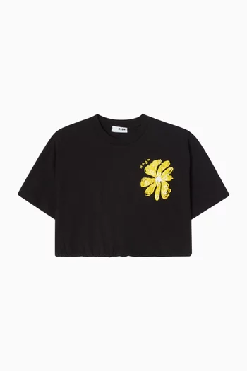 Cropped T-shirt in Cotton