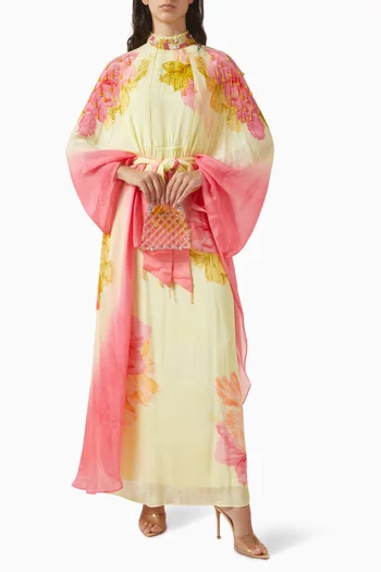 فستان بتطريزات يدوية بارزة شيفون