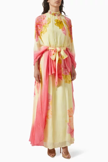 فستان بتطريزات يدوية بارزة شيفون