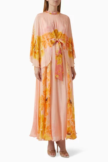 فستان بتطريزات يدوية بارزة شيفون