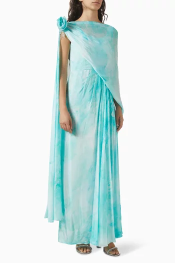 One-shoulder Drape Dress in Chiffon
