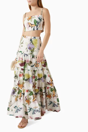 بلوزة جازمين قصيرة بنقشة زهور