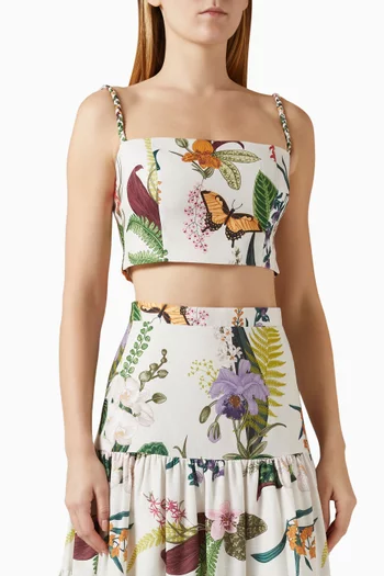 بلوزة جازمين قصيرة بنقشة زهور