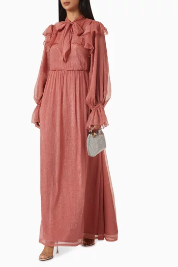 Ruffle Maxi Dress in Shimmer-organza