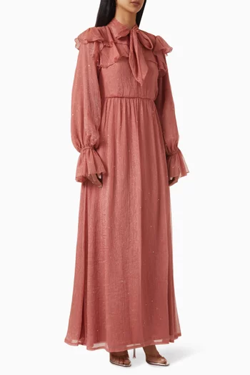 Ruffle Maxi Dress in Shimmer-organza