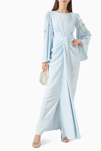 فستان مطرز بالكريستال كريب