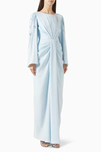 فستان مطرز بالكريستال كريب