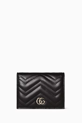 حافظة بطاقات مارمونت بشعار حرفي GG جلد مبطن