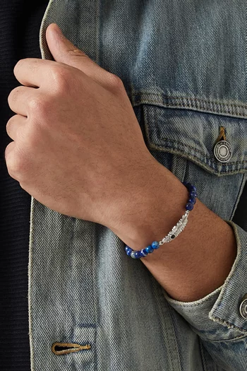 سوار بخرز ودلاية على شكل ريشة فضة إسترلينية