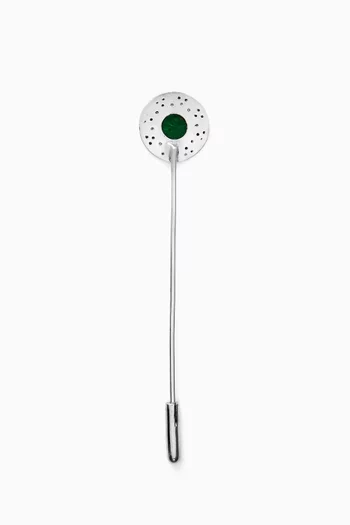 Diamond & Emerald Tie Pin in Sterling Silver