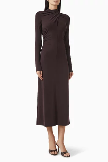 Quinn Crossover Midi Dress in Jersey
