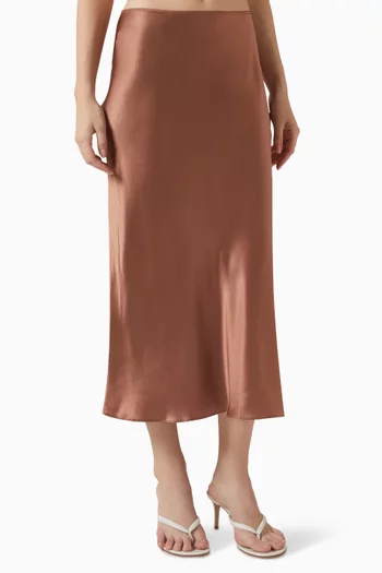 Miranda Bias-cut Midi Skirt in Silk