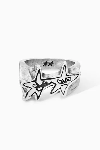 Sketchy Stars Ring in Sterling Silver