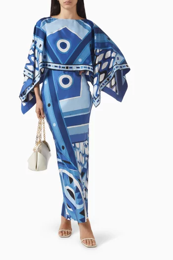 Vivara-print Maxi Dress in Silk Twill