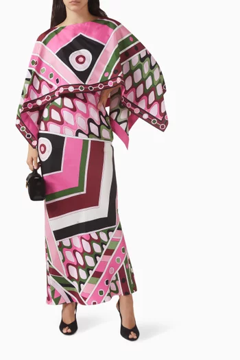 Vivara-print Maxi Dress in Silk Twill