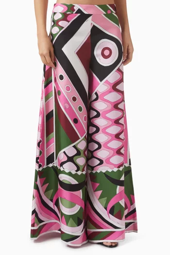 Vivara-print Pants in Silk Twill