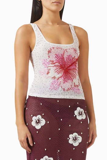 بلوزة مزينة بنقشة زهور الكركديه