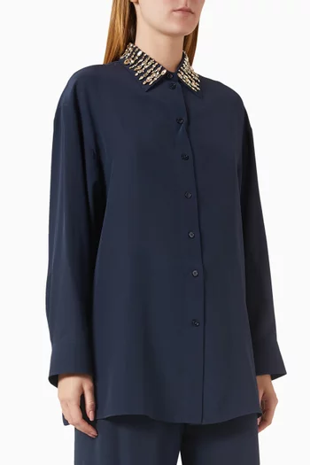 Crystal Embroidered Shirt in Silk