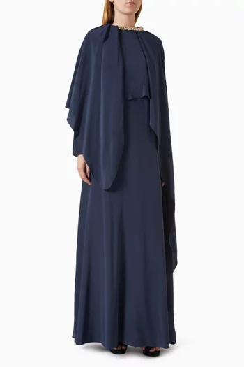 Draped Embellished Gown in Silk Georgette