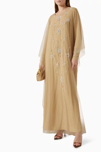 Embellished Kaftan in Tulle & Chiffon