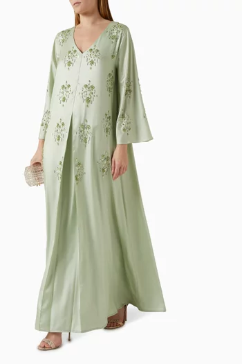 Embellished Kaftan in Satin