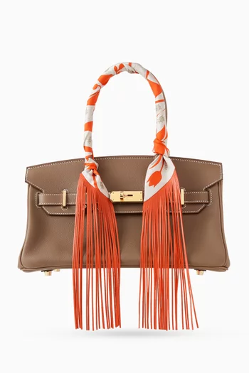 Unused Bouquet Final Leather Fringed Twilly Scarf