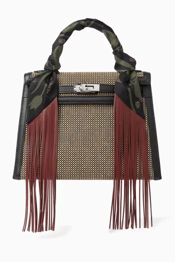 Unused Bouquet Final Leather Fringed Twill Scarf