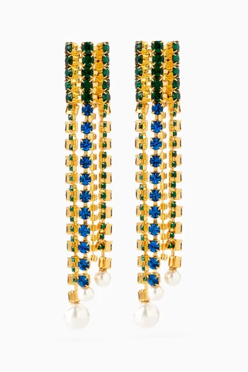 Crystal Drop Earrings in Gold-tone Brass