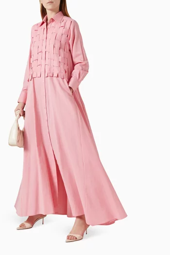 فستان بنمط قميص ومقسم لأجزاء كتان