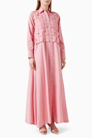 فستان بنمط قميص ومقسم لأجزاء كتان