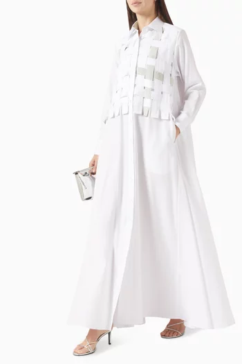 فستان بنمط قميص ومقسم لأجزاء كتان