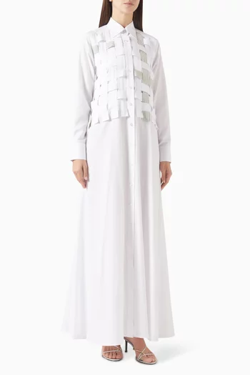 فستان بنمط قميص ومقسم لأجزاء كتان