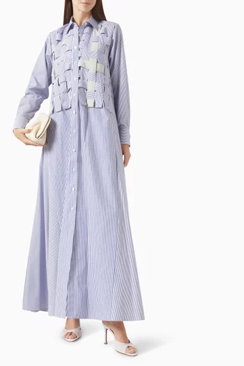 فستان بنمط قميص ومقسم لأجزاء كتان