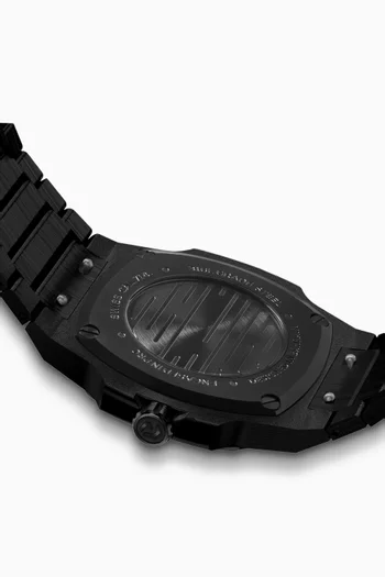 MT Black Ar - PVD Black 316L Stainless Steel 40.5mm Case, Sapphire Crystal with AR coat, Steel Bracelet, WR100M, Swiss Ronda 714, Swiss Luminous Hands, Extra Black Rubber Strap, Black Dial, Arabic:BLACK:One Size|219246066