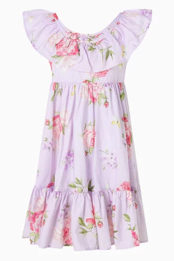 Floral-print Dress in Cotton-muslin