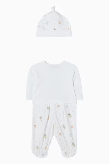 Dino-print Sleepsuit & Beanie Set