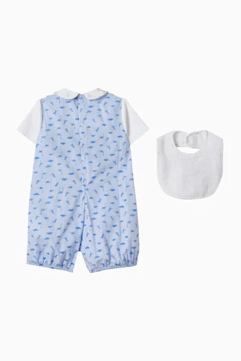 Dino-print Romper & Bib Set