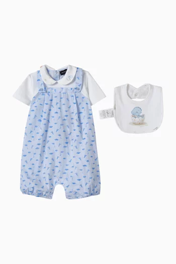 Dino-print Romper & Bib Set