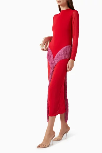 Eas Fringe Dress in Mesh