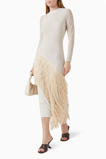 Moran Fringe-hem Dress in Mesh