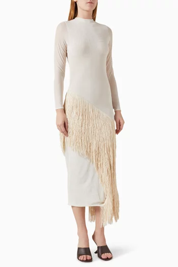 Moran Fringe-hem Dress in Mesh