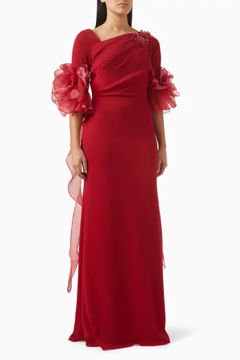 Ruffle Sleeve Gown