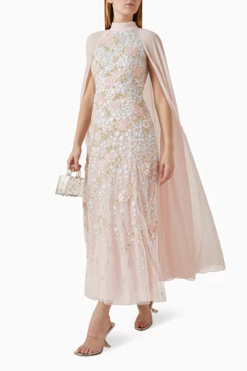 Cressida Floral Cape Ankle Gown